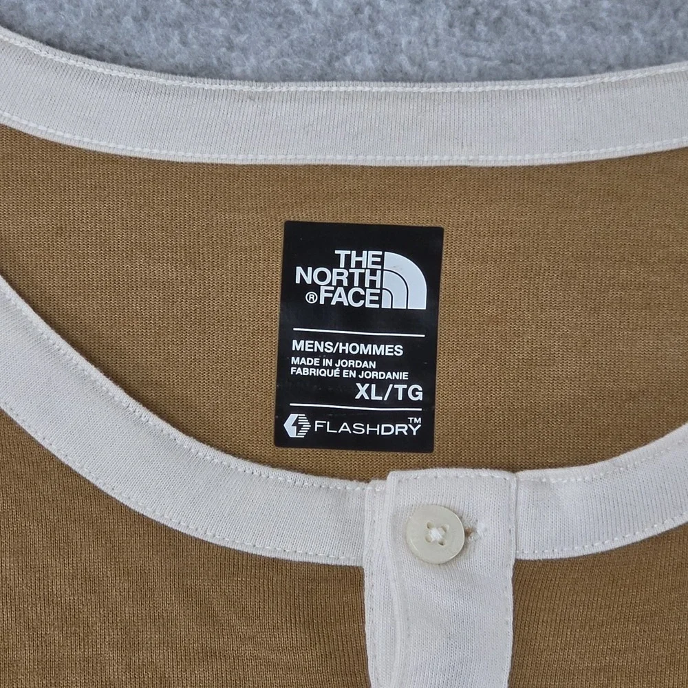 The North Face Shirt Mens XL Brown FlashDry Long Sleeve Henley Performance Top